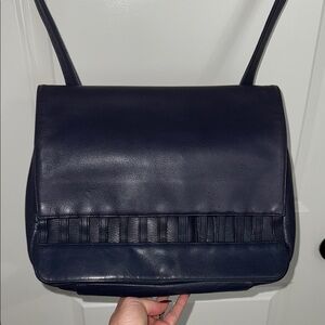 Bon Ami Navy Buttery Soft Leather Messenger Bag